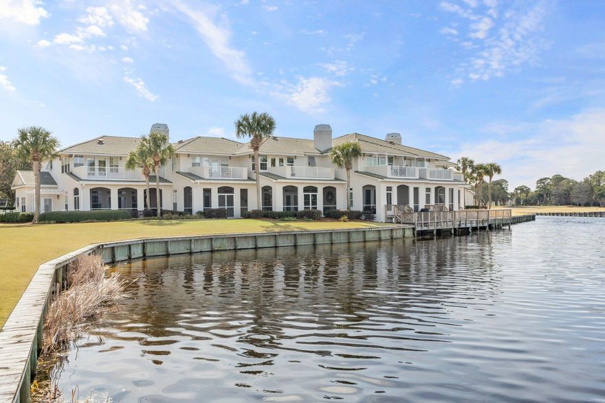 Beautiful views await from this Grand Harbour end unit in the heart of the Sandestin Golf and Beach Resort.  This is an ''A'' floorplan offering an additional dining area/sunroom off the kitchen, outside grilling/sun patio and larger screened porch and upstairs deck.  Unit has a 2 story entry, 3 full bathrooms and offers views of the Links golf course and the water from multiple rooms with its abundance of windows.  Complex has been recently painted and has newer roofs.  Grand Harbour is a hidden gem within the resort and is a must see.