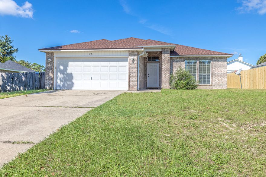 Location! This all brick South Crestview home is ready for a new owner. Conveniently located by the I-10, shopping, schools, hospital and short drive to bases. You will love this open floorplan!  The kitchen and living room were just freshly painted. The Master Suite is roomy, with a large walk-in closet.  The Master Bath features a double vanity, a garden tub and separate shower.  There is a covered patio and a nice flat backyard to enjoy as well.   HVAC 2019/roof 2021/new laminate flooring in living-room/kitchen 2022. Schedule your tour today!