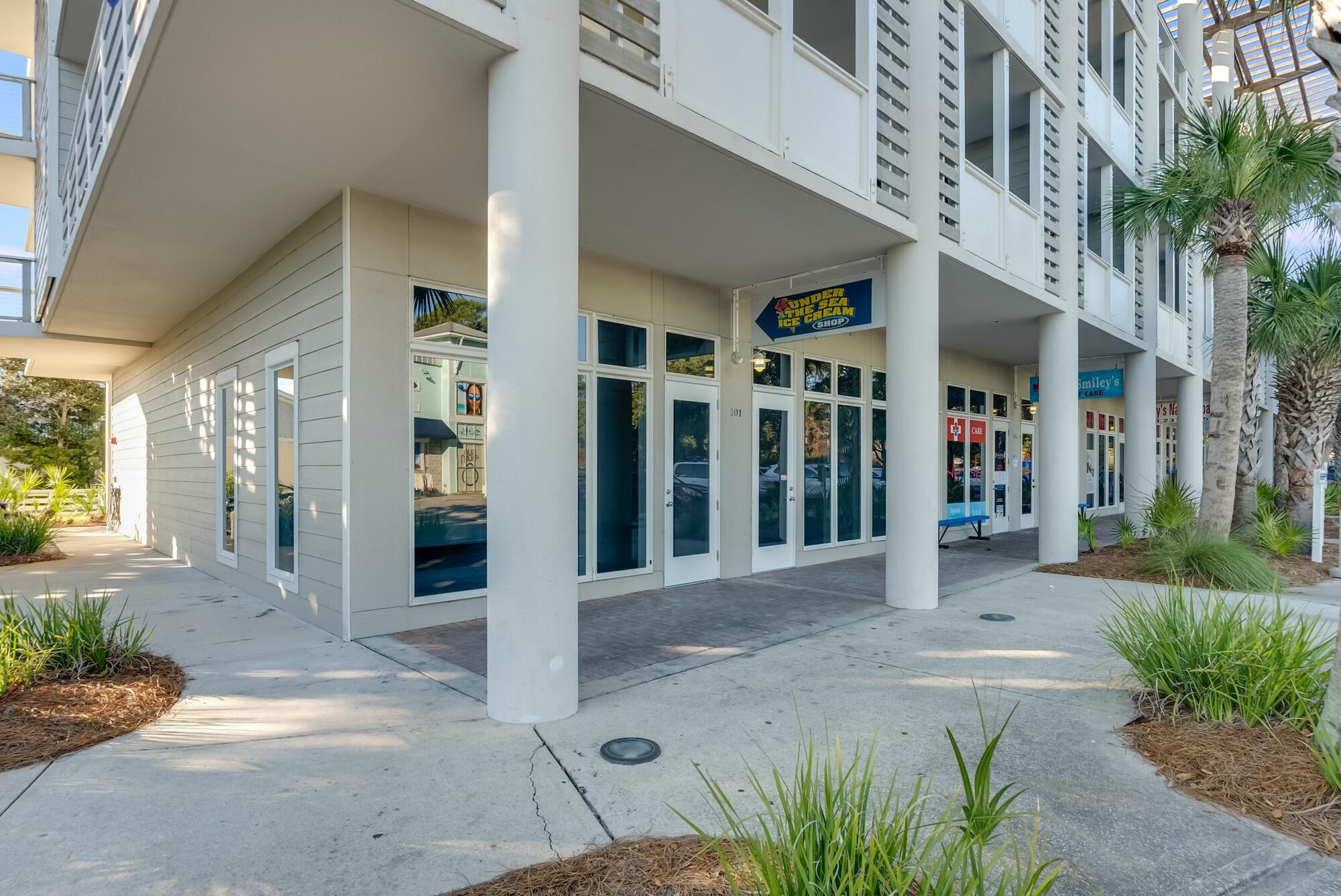 Ability for 7% plus Cap Rate at current price! Discover a rare opportunity to own a piece of coastal elegance and commercial versatility within Cassine Station, a distinguished property that seamlessly marries modern luxury with commercial potential. The commercial storefront offers a ground floor corner unit facing county highway 30A to maximize its visibility and traffic counts to its customers. This exquisite building, adorned with architectural accolades, stands as a beacon of sophistication in the heart of Seagrove Beach. As you step into this contemporary masterpiece, be captivated by the sleek lines and coastal-inspired design characterized by Cassine Station. The award-winning architecture sets the tone for an unparalleled commercial experience.