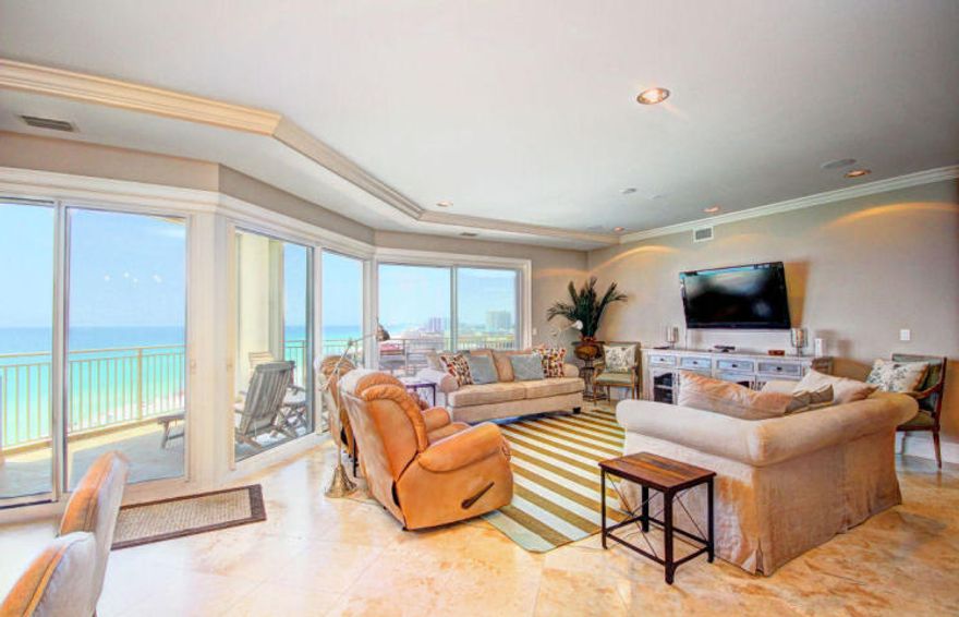LOOK! One of the most sought after and popular stack of unit in all of Grand Dunes South Tower. Currently the only one and only 4 bedroom available in the South Tower!This is a Favorite floor plan and offers views of the gulf and the sugar white sands. Features of this unit include: Beautiful furnishings, central vac system, custom cabinets, granite counter tops and vanities, plantation shutters, recessed can lighting throughout. Super Quiet, interior is prewired for the latest securiity and audio/visual entertainment, 'premium'' stainless steel appliance package with a 5 burner gas cook top, travertine flooring in tthe living areqa, kitchen and baths, ''clear ice maker'', large His & Heers walk in closets. ''Gas grill'' on the balcony with Hurricane Shutters installed!