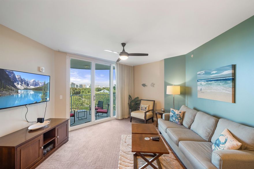 Experience the ultimate blend of coastal elegance and resort convenience in this beautifully furnished condo at The Palms of Destin Resort & Conference Center. Whether you're seeking a primary residence, a vacation escape, or a lucrative short- or long-term rental, this unit offers the flexibility and style you've been searching for.  Perfectly nestled between the Gulf and the Bay, you're less than a half mile from the Emerald Coast and less than 1.5 miles from the Choctawhatchee Bay.  This ideal location offers the best of both worlds for water lovers, allowing you to choose your perfect coastal adventure in just minutes.Step inside to find an open-concept layout highlighted by granite countertops, maple cabinetry, and a breakfast bar perfect for casual dining. The spacious living and dining areas open directly to a private balcony overlooking the city and emerald waters of the Gulf, creating the ideal backdrop for sunset cocktails or morning coffee.
The primary suite also enjoys balcony access and an ensuite bath, while the second bedroom features its own full bath and built-in bed setup, an ideal retreat for guests or renters. Added conveniences include a washer, dryer, and dishwasher, ensuring the home is completely turn-key and ready for immediate enjoyment or income.

The HOA covers all utilities including electricity, cable, Wi-Fi, and security, making ownership effortless and worry-free.  

Owner financing available to well qualified buyer.  20% 
down, 7% interest, 30yr amortization with 3-year balloon.  No prepayment penalty and no loan origination fee.

Residents and guests at The Palms of Destin enjoy a true resort experience with access to and amenities including the following:  a spectacular 11,000 sq ft lagoon-style pool surrounded by lush tropical landscaping, heated pool, children's splash zone, and oversized hot tub, fitness center, tennis, basketball, and pickleball courts (indoor and outdoor), on-site full restaurant, coffee bar, tiki bar, and grill area, full-service spa and event spaces for private gatherings, EV charging stations conveniently located on-site.

Nestled in Destin's West Tower, this unit is just minutes from Henderson Beach State Park, world-class golf, fishing charters, upscale shopping, and top-rated dining. Enjoy the peace of a tropical retreat while staying close to everything the Emerald Coast has to offer.

Offered fully furnished and move-in ready, Unit 2510 represents one of the best values in resort living along Florida's Emerald Coast.  Whether you choose to live, vacation, or invest here, you'll be surrounded by sun, style, and serenity every day.
