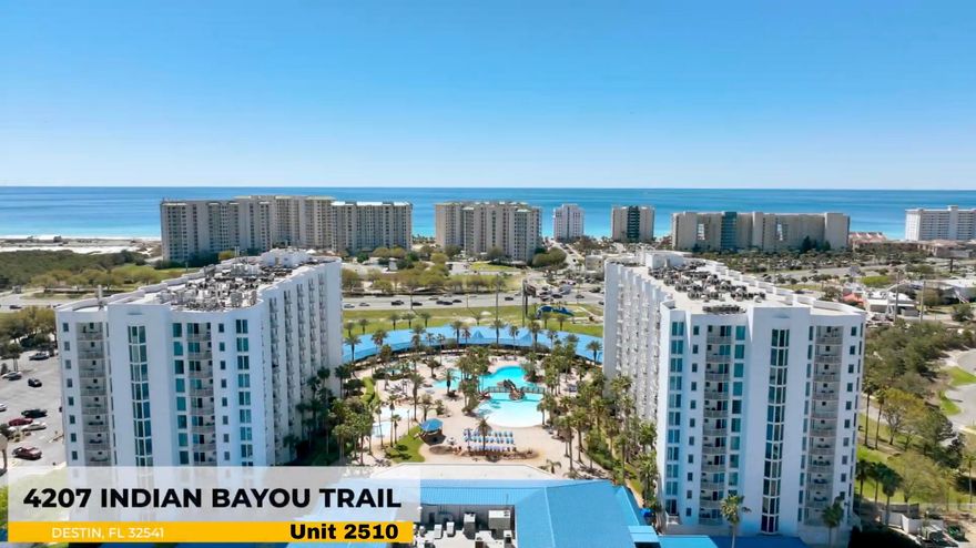 Experience the ultimate blend of coastal elegance and resort convenience in this beautifully furnished condo at The Palms of Destin Resort & Conference Center. Whether you're seeking a primary residence, a vacation escape, or a lucrative short- or long-term rental, this unit offers the flexibility and style you've been searching for.  Perfectly nestled between the Gulf and the Bay, you're less than a half mile from the Emerald Coast and less than 1.5 miles from the Choctawhatchee Bay.  This ideal location offers the best of both worlds for water lovers, allowing you to choose your perfect coastal adventure in just minutes.Step inside to find an open-concept layout highlighted by granite countertops, maple cabinetry, and a breakfast bar perfect for casual dining. The spacious living and dining areas open directly to a private balcony overlooking the city and emerald waters of the Gulf, creating the ideal backdrop for sunset cocktails or morning coffee.
The primary suite also enjoys balcony access and an ensuite bath, while the second bedroom features its own full bath and built-in bed setup, an ideal retreat for guests or renters. Added conveniences include a washer, dryer, and dishwasher, ensuring the home is completely turn-key and ready for immediate enjoyment or income.

The HOA covers all utilities including electricity, cable, Wi-Fi, and security, making ownership effortless and worry-free.

Residents and guests at The Palms of Destin enjoy a true resort experience with access to and amenities including the following:  a spectacular 11,000 sq ft lagoon-style pool surrounded by lush tropical landscaping, heated pool, children's splash zone, and oversized hot tub, fitness center, tennis, basketball, and pickleball courts (indoor and outdoor), on-site full restaurant, coffee bar, tiki bar, and grill area, full-service spa and event spaces for private gatherings, EV charging stations conveniently located on-site.

Nestled in Destin's West Tower, this unit is just minutes from Henderson Beach State Park, world-class golf, fishing charters, upscale shopping, and top-rated dining. Enjoy the peace of a tropical retreat while staying close to everything the Emerald Coast has to offer.

Offered fully furnished and move-in ready, Unit 2510 represents one of the best values in resort living along Florida's Emerald Coast.  Whether you choose to live, vacation, or invest here, you'll be surrounded by sun, style, and serenity every day.
