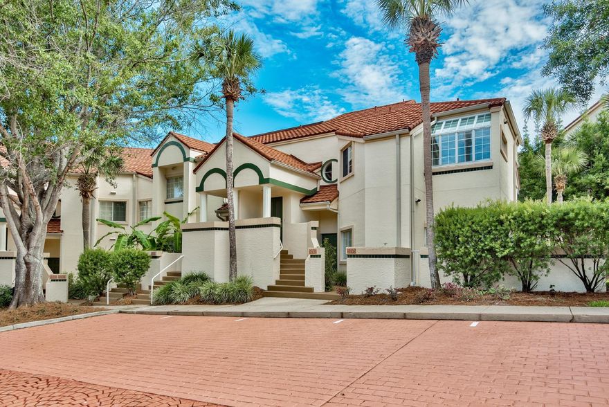 Enjoy views of the 15th fairway of the Baytowne Golf Course from the private screened in patio. Freshly painted inside and smooth ceilings, no popcorn here. This condo's spacious layout comes with large ceramic tile in the living areas and stainless steel appliances in the kitchen. It also has king size bed in the master bedroom, twin beds in the guest room, a queen size sleeper sofa, and custom added bunk beds to sleep a total of 8 people. There are 2 owners closets to store all of your beach toys and floats.