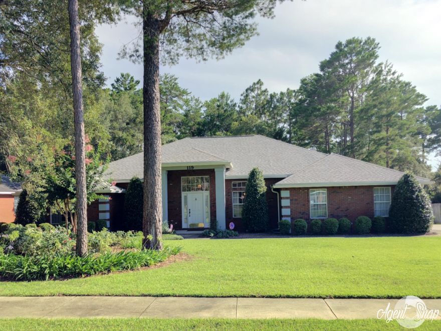 Beautiful and extremely well-maintained home in desirable Rocky Bayou Estates! 4 bedroom, 3 bath with separate office, formal dining room, large screened patio and much more. Enter this fabulous home and you will immediately feel right at home! The gracious, tiled foyer greets you while beautiful wood flooring (installed in '06) brings you to the separate office on your left and formal dining room on your right. Further in you will find a spacious living room with built-ins, fireplace, wood flooring, recessed lighting and warm accent lighting overhead and in the built-in shelving. Large sliding doors span across the back of living room giving you lovely views of the gorgeous, manicured backyard. These doors open to the huge screened patio as well. The updated kitchen is very spacious and