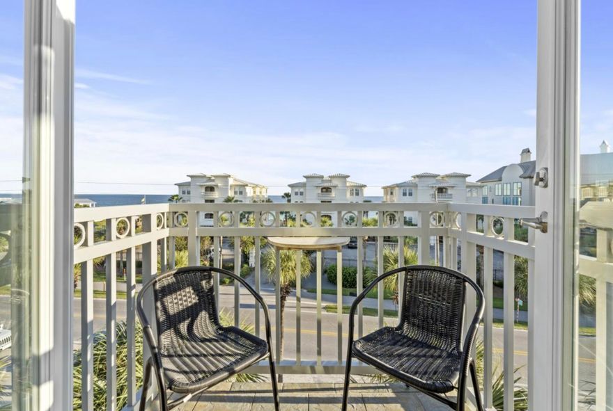 Top floor, corner unit 411 is located right in the heart of Gulf Place on 30A with lovely views of the sugar white beach from the balcony. Gulf Place is a trendy, picturesque town on the beaches of 30A with eclectic boutiques, art galleries, family owned stores, bistros, a Pilates studio, pharmacy, and outdoor green space for entertainment. This studio lives larger and feels like a one bedroom! This condo is boldly designed in hip 'South Beach' meets Boho decor with lively colors and stylish furnishings. The private balcony features outdoor seating and awesome views of the beach and bustling Gulf Place.