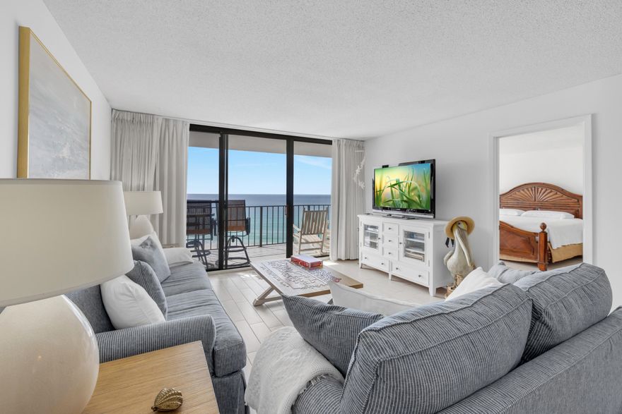 NEVER RENTED | GULF-FRONT PRIMARY SUITE | TOWER 1 LOCATION. This 11th-floor residence in Edgewater Beach Resort | Tower 1 | Panama City Beach, Florida has been privately owned and lightly used, reflecting consistent care throughout. Positioned on the Gulf side, the primary suite overlooks the resort's main pool and the Gulf beyond, with floor-to-ceiling windows that bring in abundant natural light. The Gulf-front primary suite includes a king-size bed, sitting area, double vanity, a spacious walk-in shower, and a walk-in closet. Fresh interior paint and tile flooring throughout support low-maintenance ownership and efficient turnover for vacation use. Notable updates include a new HVAC system installed in 2021 and a stackable washer and dryer, adding functional adding functional value within one of Panama City Beach's most established resort communities. 

Nearby attractions continue to grow, with Dolly Parton's Pirate Theater and Topgolf now open in Panama City Beach.

Edgewater Beach Resort is centrally located near restaurants, shopping, and local attractions. This full-service resort provides 11 pools, 6 hot tubs, a nine-hole golf course, a fitness center, tennis courts, pickleball courts, and on-site dining. All information is deemed reliable but not guaranteed; buyers should verify if important.