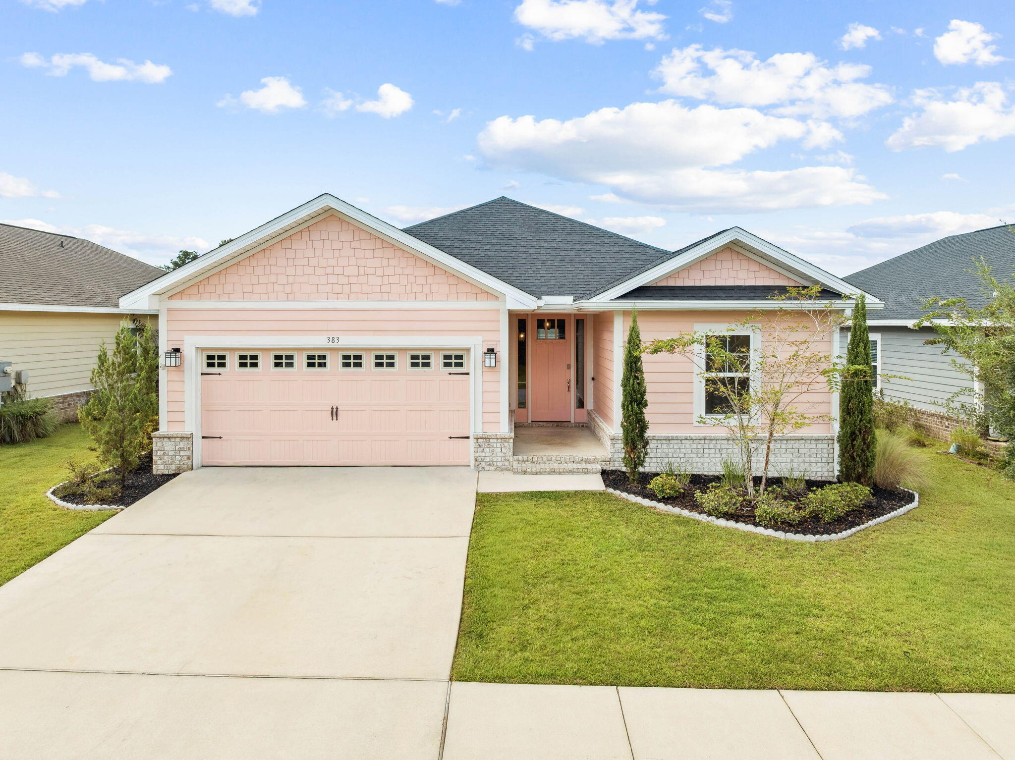 Welcome to your dream home at 383 Marquis Way, Freeport, FL. A charming residence exuding both comfort and style. This 'Pretty in Pink' home offers a delightful split floor plan, featuring 3 spacious bedrooms and 2 well-appointed bathrooms within 1,523 square feet of living space. Step inside to discover an inviting open floor plan, perfect for entertaining or simply enjoying your everyday living. For those who cherish outdoor living, the home offers a private fenced backyard complete with a 6x8 shed ideal for storage. This property caters to your lifestyle needs with its additional offerings like a two-car garage, and community center with a gym and pool. Situated on a generous 6,050 square foot lot, the home provides both a peaceful retreat and a vibrant community experience.