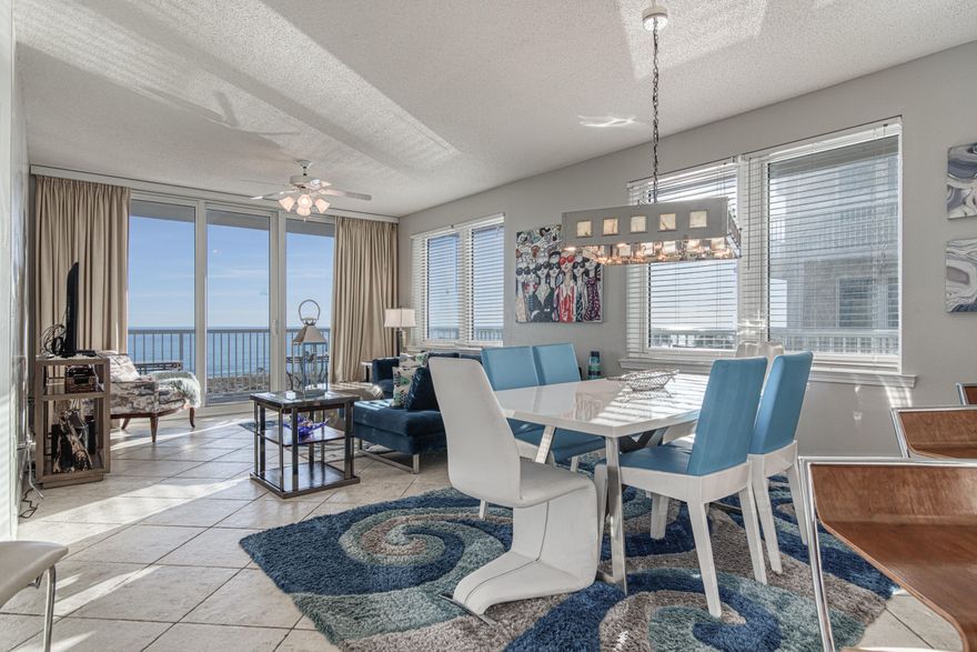 Located on beautiful Navarre Beach in Summerwind, this 3 bedroom 3 bathroom condo offers wonderful Gulf views and overlooks the community pool. You'll enjoy the modern tasteful decor and fully renovated kitchen with beautiful cabinetry, granite countertops, large breakfast bar with seating for 4, stainless steel appliances, fridge with ice and water dispenser and pantry. The master suite is Gulf front and offers Gulf views right from the king size bed with a separate entrance to the balcony. The master bathroom has a double vanity, large soaking tub, separate shower and water closet. This is an end unit with additional windows providing ample natural light and wrap around the balcony. Other notables are tile throughout, floor-to-ceiling windows, washer and dryer and blinds throughout. Walk