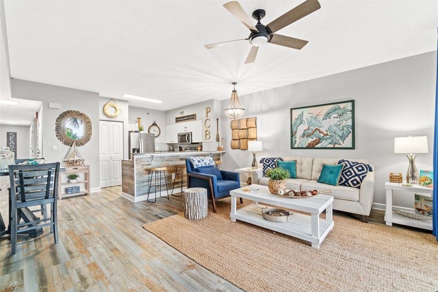 Check out this beautiful unit that has been refurbished from top to bottom with furniture less than three months old and appliances. It's nicknamed ''Sandy Feet Retreat'' because it's so low to the ground floor your feet can touch the sand. This means zero elevators, no driving all the way up the parking garage, parking on the same floor and beautiful pool and sunset views through the palm trees to give you that nice island vibe. This unit is also a great rental machine and the rental potential is all the more reason you won't want to miss this opportunity. It comes fully furnished and turn key ready! This was heavily decorated by a veteran interior designer who happens to be the owner and the pictures may show attention to detail. You will fall in love with the level of pure chic!