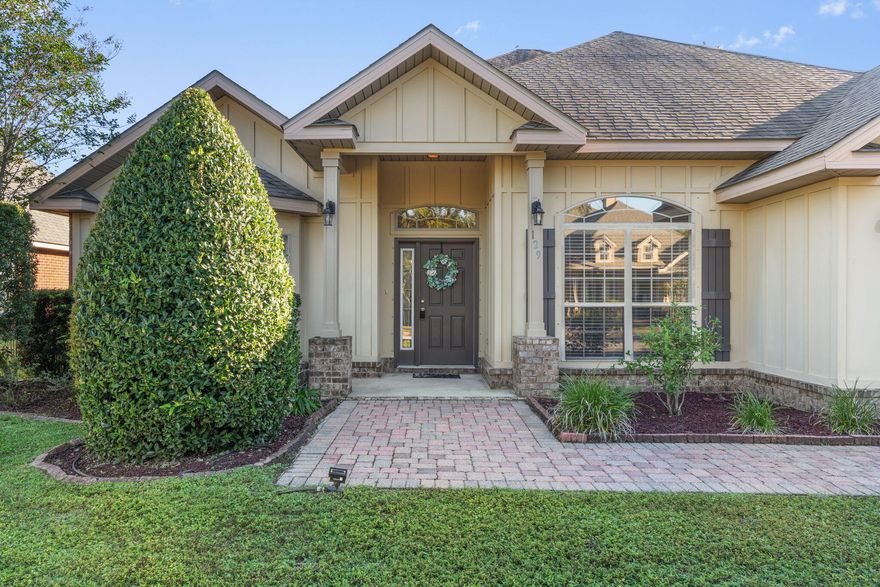 Welcome to Mussett Bayou Estates! This wonderful gated community offers a home designed for both comfort and convenience. The low-maintenance exterior combines brick and Hardie board siding for lasting durability.Inside, the spacious primary suite features two large closets, the second bedroom also includes a large closet.The kitchen and baths are finished with granite countertops, and the home boasts hardwood floors in the family room, foyer, and office, plus tile in the kitchen, laundry, and baths. Additional highlights includeFabric Shield hurricane shuttersAn extended backyard fence, doubling usable outdoor spaceOffice with potential to convert into a 4th bedroom.