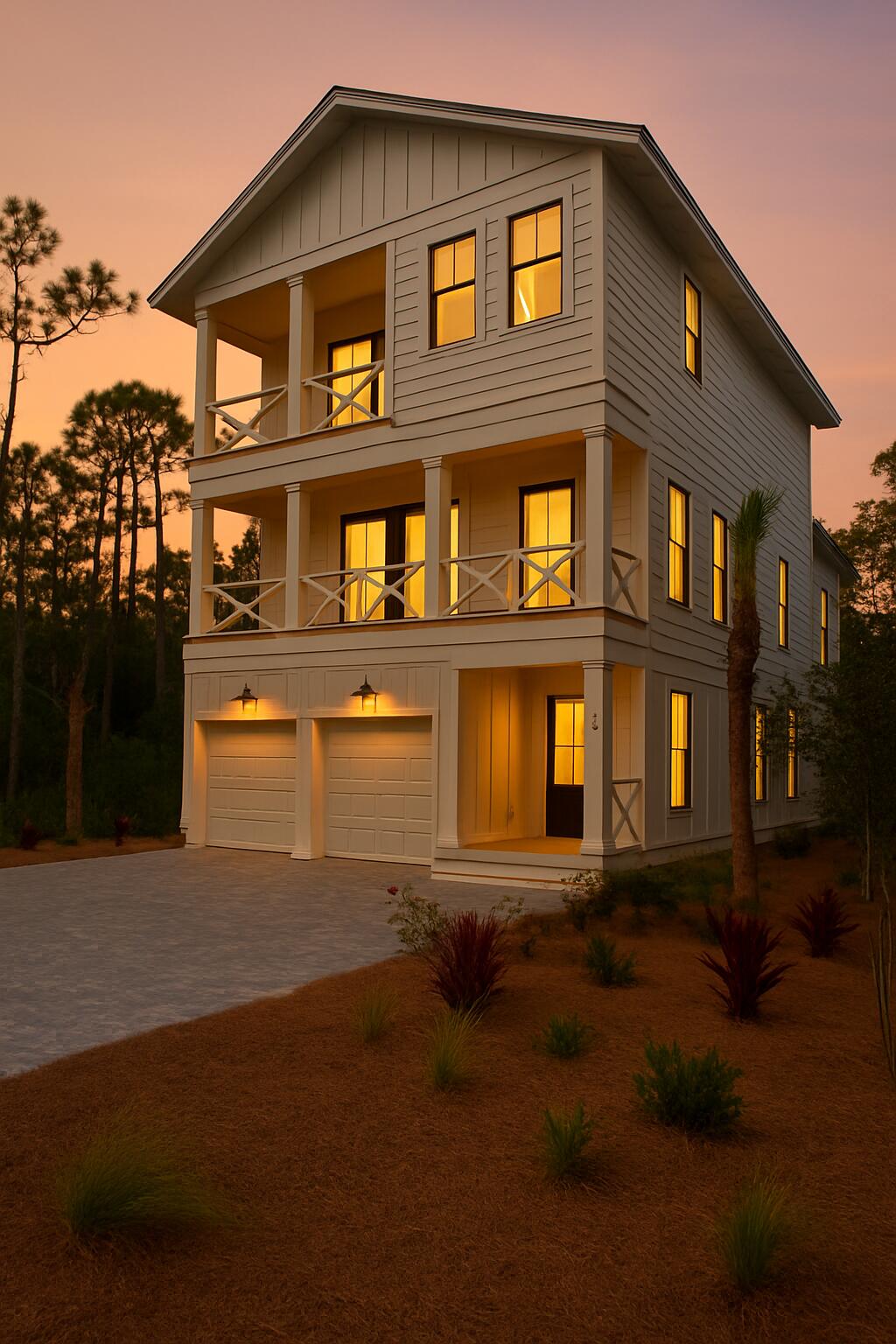 Brand new 5 bedroom, 5.5 bath house in gated Treetops neighborhood adjacent to Seacrest with excellent rental projections ($150,000+) and deeded beach access just half a mile away. New construction to be completed by late June. Enjoy a coastal chic, open concept design perfect for entertaining. The main floor (second floor) includes the living room, dining room, kitchen and laundry room. The first floor includes a two-car garage, entry way and two guest suites with private bathrooms. The third floor includes the spacious master suite with a luxurious master bathroom and a huge closet. The third floor also hosts two additional guest suites with private bathrooms. Treetops offers direct access to both 30A and Hwy 98 with easy access to Rosemary, Seacrest and Alys Beach.