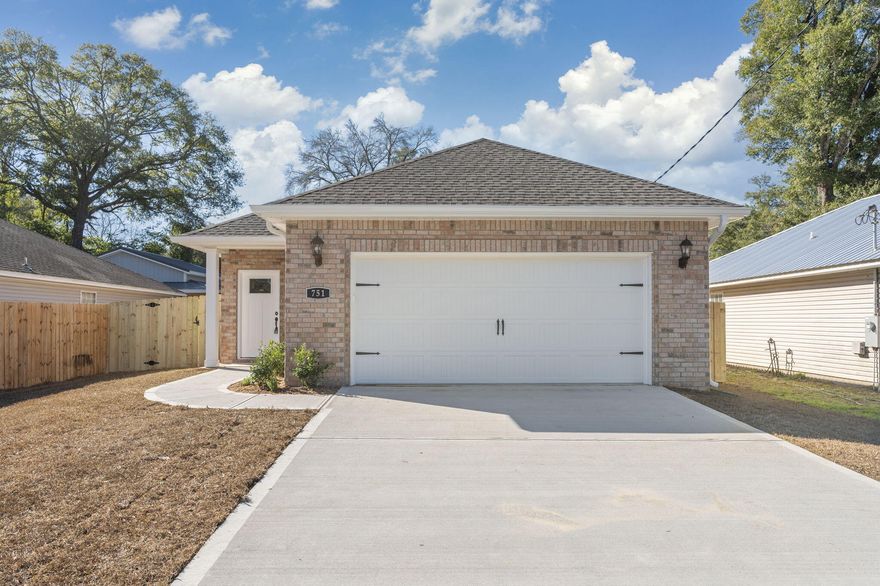 The builder is offering $10K toward the buyer's closing costs, prepaids, or a rate buydown. This brand-new 3-bedroom, 2-bath home in Crestview, Florida, sits in a prime spot--less than a mile from downtown and Twin Hills Park, under 13 miles from Duke Field, and less than 25 miles from Eglin AFB. The open floor plan includes a spacious kitchen with stylish cabinets, granite countertops, and a breakfast area perfect for entertaining, plus a large walk-in pantry nearby. The roomy living area is great for gatherings, with 9-foot ceilings throughout adding to the airy vibe. The master suite features double vanities and a large walk-in shower. Don't miss the opportunity to call this beautiful home yours. Buyer to verify all areas of importance.  