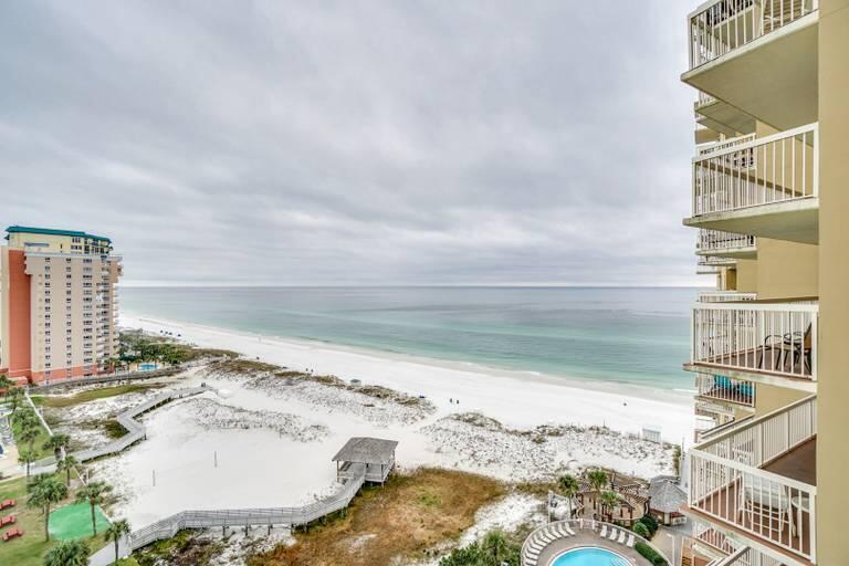 Wow! The perfect gulfront view from this beautifully updated 2/2 955 sq. ft. unit on the 14th floor.  Updates include gorgeous quartz countertops, stainless appliances, porcelain plank tile in gray tones that compliment the new gray and white colors that the Pelican is currently being painted! AC  was  installed in approximately  2015. Washer and Dryer are newer as well. Comes completely furnished.  This unit produces high dollars.  See agent remarks.  Don't let this one get away.  It is turnkey ready to rent or enjoy as a second home.  Pelican is  in the heart of Destin.  Amenities include  3 pools, a beachfront 114 ft. zero entry pool with a 12 seat spa, tiki bar, cafe, game room, sauna, steam room, tennis, covered parking 24 hr front desk and security.  Call Cat to show!
