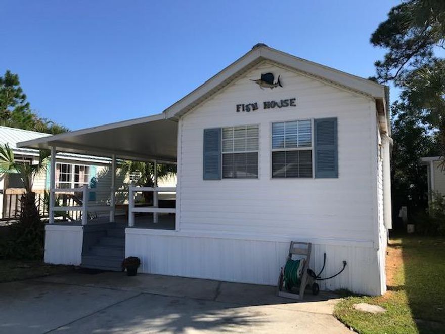 Enjoy this terrific Park Model home located just a few blocks to the Gulf of Mexico! This 1 bedroom, 1 bathroom model has an extra room, plenty of outdoor living space, a two level covered deck! The storage shed is 8 X 10 and houses the washer and dryer and lots of storage!
This is a lifestyle purchase!
Dogs are allowed under 25 pounds.
Monthly association fee is $100 which covers water, sewer, trash and lawn.
