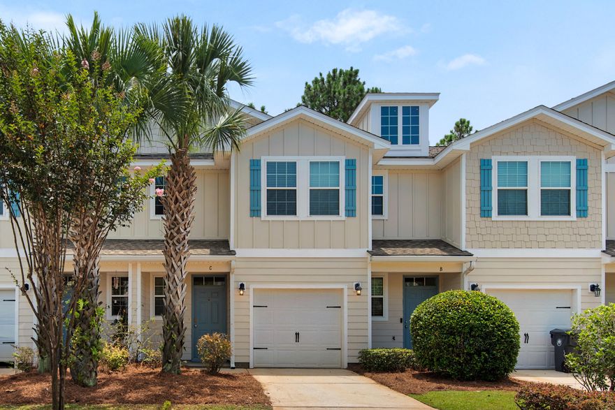 Welcome to Water Oaks, a charming community tucked just north of Highway 98 in beautiful Santa Rosa Beach. Perfectly positioned by the area's renowned emerald waters and sugar-white sand beaches, this three-bedroom, two-and-a-half-bath townhome offers both comfort and convenience in a prime coastal location.Step inside to a spacious and thoughtfully designed floor plan featuring neutral tones and tile flooring throughout the main level. The bright and open living area flows seamlessly into a well-appointed kitchen complete with granite countertops, warm wood cabinetry, stainless steel appliances, pantry, and a breakfast bar, ideal for casual dining or entertaining. A convenient half-bath is also located on the main floor. Enjoy the added benefit of a private one-car garage and an open patio out back  perfect for relaxing in the Florida sunshine.

Upstairs, you'll find a generous primary suite featuring an en suite bath with dual vanity and a walk-in tiled shower. Two additional guest bedrooms share a full bath, and a laundry room on this level adds to the home's functionality. Whether you're seeking a primary residence, a coastal retreat, or an investment opportunity, this well-kept townhome in Water Oaks is a must-see.