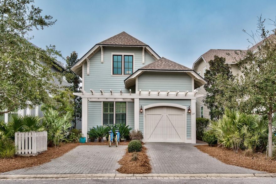 Welcome to your 30A Beach Home! Watersound West Beach owners enjoy a private gated community, deeded beach access, and a resort style pool. This attractive cottage home offers a first floor master with walk in closet and double vanity. The spacious kitchen leads into the open living and dining space just off your large screened in porch. Follow the boardwalk directly off your porch to peaceful paths throughout the neighborhood and around the community lake. Retreat upstairs to one of two large guest rooms, one with its own en-suite bath. You will also find a spacious bunk room just off the second floor sitting area. 10' ceiliings, pine floors throughout the home, granite counter tops, and plantation shutters showcase the quality built into this appealing home. A first floor laundry, powder room, and garage complete this beautiful home. Tastefully furnished and move-in ready, this home is perfect for a full-time residence, second home, or vacation rental. Watersound West Beach features a community pool/clubhouse, boardwalks, two parks, boardwalk to the beach, and fitness center at Watersound Beach. You can easily bike or take a golf cart to dinner, coffee, donuts, or shopping! The beach access is a private perpetual easement through Deer Lake State Park. No crowds and no Customary Use worries! Enjoy the beach life!!! 