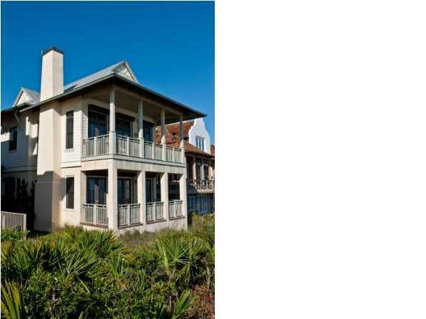 This is the first GULF FRONT home to the west of Rosemary Beach located in the gated community of Water's Edge... Home sits several feet forward of Rosemary homes and boasts panoramic views on 3 sides of the second floor great room...Enjoy total relaxation in the PRIVATE SWIMMING POOL.. The home was designed and decorated for private use. The very spacious great room with vaulted ceiling is accented with wooden beams and includes the wide living room, dining area an inviting large kitchen with breakfast bar. A guest room with Queen Bed is also located on the second floor and has access to a full bath. From the Master Suite, you can awaken to views of the Gulf, located on the ground floor. The Master Suite includes a four poster King Bed, sitting area, private luxurious bath and access to