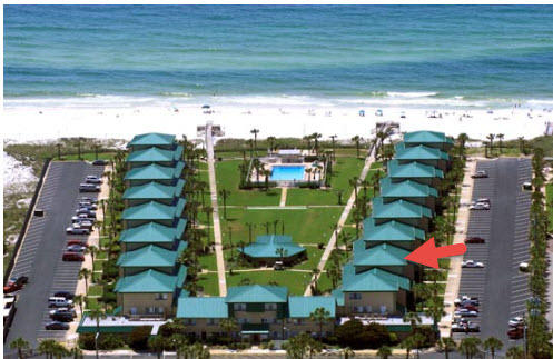 Updated 2Bed 2Bath Townhouse-concept condominium - no elevators - park in front of your unit - unit is 2nd & 3rd floor design - U-shaped GATED complex on 400 feet of beach - features a MAGNIFICENT LANDSCAPED COURTYARD that boasts a swimming pool, shuffle board and remodeled club house - Dunes area has large picnic deck w/grills, horse shoes and childrens playground - all units face the Courtyard like your own backyard - fitness center with sauna - this condo is tastefully redecorated, designed, and furnished - rental program is association operated - - complex was built like a fortress for military - full time maintenance, housekeeping staffs and contracted landscapers assures a lasting investment - COME SEE !