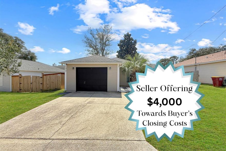 Seller offering $4,000 towards Buyer's Closing costs. Welcome to 312 Apple Drive, a move-in ready three bedroom, two bath home in Southway Estates with no HOA and a location that checks every box. Offering 1,097 square feet, this property features quartz countertops, stainless steel appliances, tile flooring in wet areas, new carpet, and a roof replaced in 2018. The private fenced backyard is perfect for pets, children, or entertaining, while the convenient floor plan makes daily living simple and enjoyable. Priced at $250,000, this home is ideal for first-time buyers looking for affordability without compromise, yet also offers outstanding flexibility for those seeking a property with proven rental potential. Located just minutes from I-10, easy access to Eglin AFB and Duke Field, and only twenty minutes to the Emerald Coast beaches, 312 Apple drive delivers the rare combination of price, condition, and opportunity that today's buyers are searching for.