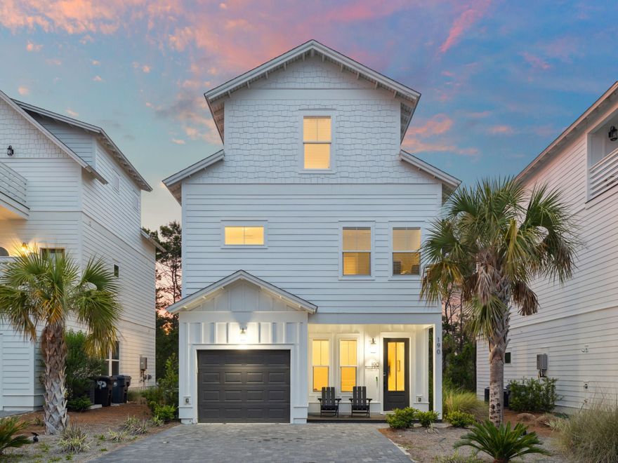 Welcome to 190 Valdare Lane, a beautifully crafted beach house located in the desirable Ivy at Inlet Beach community. This three-story residence offers 3 bedrooms, 2 full bathrooms, and 2 half baths, encompassing 2,116 square feet of thoughtfully designed living space.The home's interior showcases custom shiplap detailing throughout, complemented by rich dark hardwood floors that exude warmth and sophistication. The open-concept layout seamlessly connects the living, dining, and kitchen areas, creating an inviting space for both relaxation and entertaining. The kitchen is a chef's delight, featuring modern appliances, ample cabinetry, and a spacious island for casual dining. A standout feature is the third-floor flex space, perfect for game nights, a playroom, or a cozy media lounge, offering versatility to suit your lifestyle needs.

Situated just 0.5 miles from Walton County's largest public beach access, and within walking or biking distance to shopping and dining at The Shoppes at Inlet Beach, 30Avenue, and Rosemary Beach, this property presents an excellent opportunity for a rental investment or a personal beachside haven.