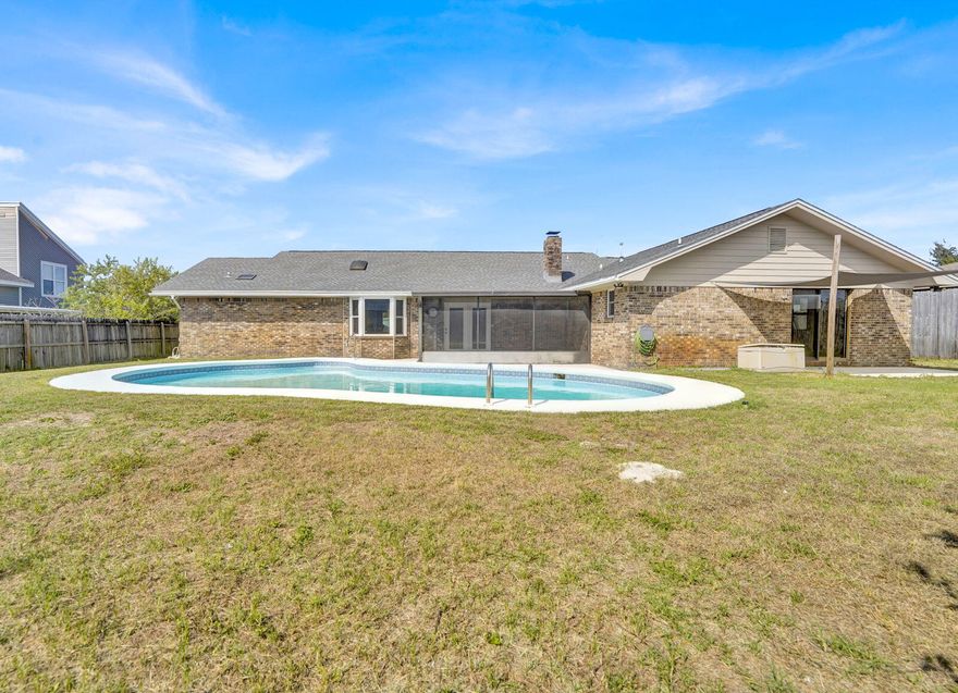 This beautifully maintained 4-bedroom, 2.5-bath ranch-style home blends comfort, style, and functionality in every corner. Step inside to find exceptionally large bedrooms, offering plenty of space for relaxation, work, or play. The home features an open, inviting kitchen designed for effortless cooking and entertaining, complete with generous counter space and storage.Head outdoors to your personal paradise. The backyard boasts a luxury pool, perfect for cooling off on warm Florida days, all within a big, fully fenced yard offering privacy and room to roam.Storage is never an issue here--with abundant closets and built-ins throughout, plus a two-car garage providing even more space for vehicles,