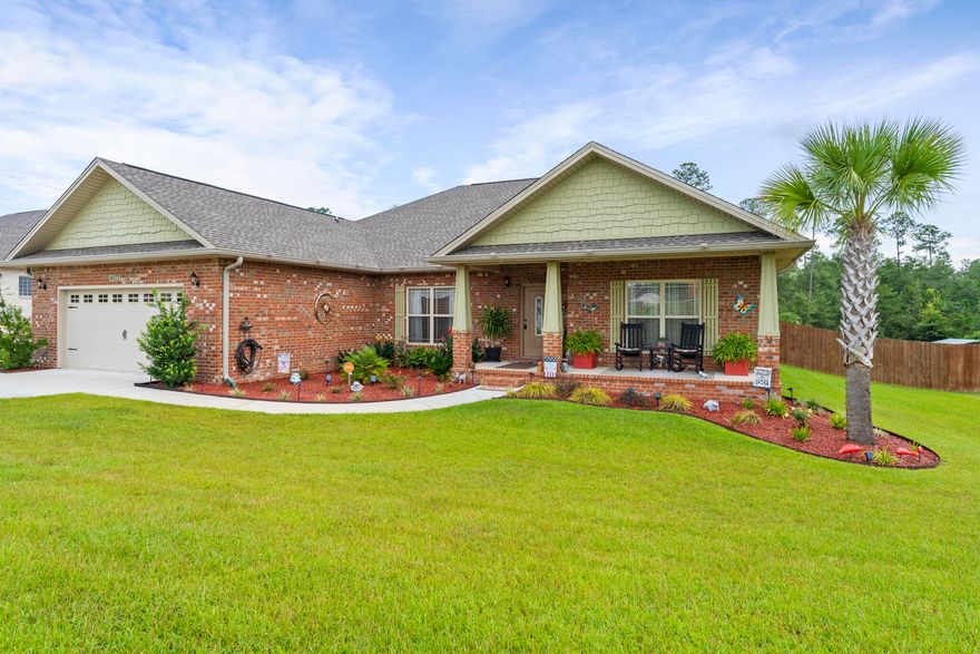 STUNNINGLY, BEAUTIFUL HOME IN CRESTVIEW! Step inside to see the entryway open onto the main living areas. The living area is framed perfectly by tray ceilings and three large windows that bring in an abundance of natural light. The kitchen features granite countertops, stainless steel appliances, breakfast bar and pantry. The master bedroom offers a plethora of space and a private ensuite. The primary bathroom features a separate shower, garden tub, and double vanity. The home also features a bonus room, dedicated laundry room, attached garage, oversized driveway, and three additional bedrooms that offer plenty of space for the entire family. Spend your days inside enjoying your beautiful home or outside in the stunning, unique patio and deck. The deck features electrical outlets, a fan, hanging lights and in abundance of space for entertaining. Just down the steps is the beautifully maintained lawn surrounded by a privacy fence. This property has so much to offer, schedule your showing today and let us welcome you home!