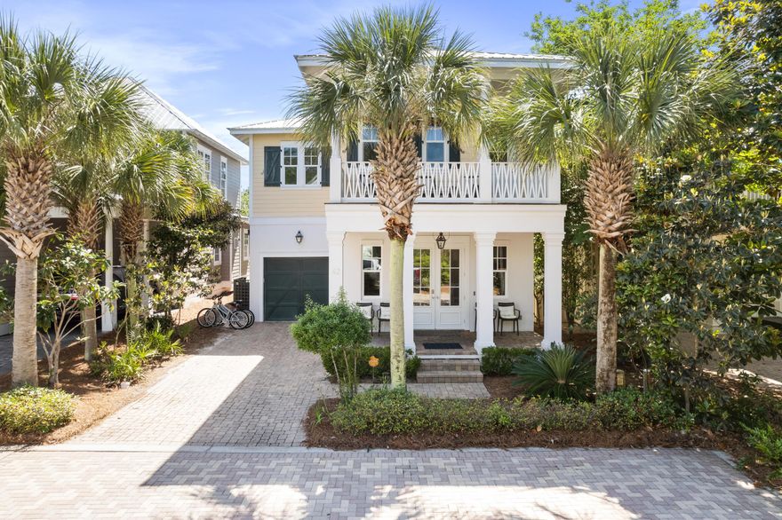 Southern Charm sits on the south side of 30A, between Seaside and Rosemary Beach and is within a short distance to the Gulf of Mexico. This is a quiet cul-de-sac with 11 homes along a brick paver street in the Cottages of Eastern Lake.  Step into an open living to dining layout with wood flooring throughout.  The dining area can host a large party with additional bar seating from the kitchen. The kitchen is equipped with stainless steel appliances including a Kenmore Elite Refrigerator and Kenmore Pro gas six burner stove top, a large pantry, and granite countertops. There is the Primary Guest Suite on the first level with a spacious bathroom and access to the exterior patio. Both patios have large sitting areas with a wooded view. Head up the stair case with shiplap detailing to the second level where you will find the Bunk Room which includes 3 twin sleeping spaces. Down the hall is a Secondary Guest Suite with private bathroom and access to the exterior porch. The Master Bedroom has ample closet space and storage options with a king bed and sitting area. The Master Bathroom has a walk in shower with glass door, dual vanity areas, and a free standing clawfoot tub to relax after a day in the sun. This home has a one car garage for additional storage needs for beach gear, bikes, and other outdoor equipment. Both exterior porches are screened in and the first level features a gas fireplace. The home is near the walk way to the community pool and a 5 minute walk or quick bike ride to WaterSound West Beach. Both AC units: 2019 and 2022. The home conveys fully furnished with washer and dryer unit and has been meticulously maintained. Short term rentals are permitted and projections are $110K!