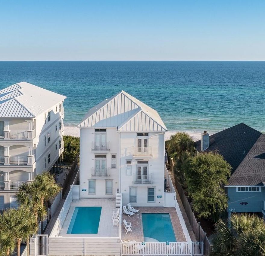 PANORAMIC VIEWS OF THE EMERALD WATERS FROM YOUR GULF FRONT OASIS! Enjoy the most relaxing beautiful views from sunrise to sunset from your 3 Gulf front balconies. Premier Gulf Front Scenic Hwy. 30-A LOCATION! Newly remodeled kitchen, baths, floors make this home ready for primary, second home or awesome rental machine! 5 bedrooms, 4 baths, Gulf front master with incredible views of the sugar white sands and emerald waters of the Gulf.After a relaxing day at the Beach, come home to your tranquil heated pool for more fun in the sun! Ride your bike or walk to all the fun of Seaside, WaterColor, Rosemary Beach.Scenic 30-A is home to rare coastal dune lakes, state parks and forests, shopping, gourmet restaurants, and entertainment . Start living your DREAM where every day is a weekend