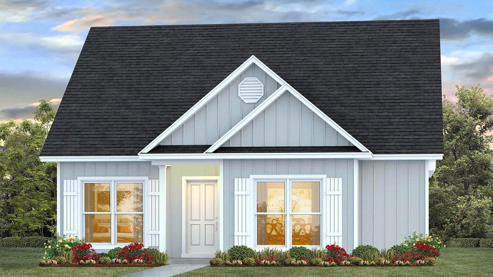 Welcome to 144 Sweetclover St, a new home at Owls Head Farms East in Freeport Florida situated on a corner lot. This home is a ready for move in and is a thoughtfully designed three-bedroom, two-bathroom home that combines modern living with functionality. Its open-concept layout creates a seamless flow between the main living spaces, making it ideal for both family life and entertaining. Upon entering the home, you're greeted by a spacious foyer that leads to a dining room, perfectly positioned to serve as a formal dining space or a versatile area for other uses, such as a home office or playroom.