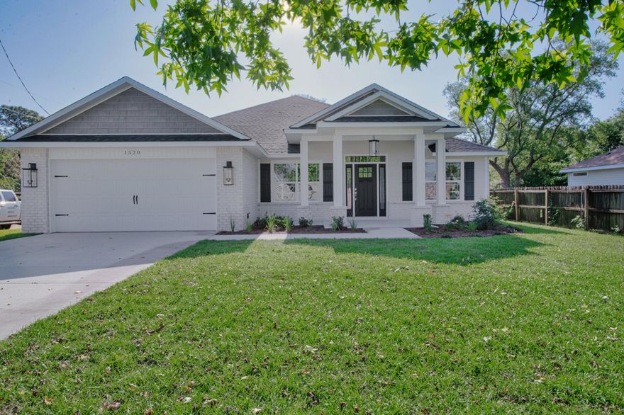 New Construction! This is an all brick 5 Bedroom, 3 full Baths, 2236 square foot home in Gulf Breeze. This split floor plan home features a spacious great room, dining area and a large kitchen with granite counter tops, tile backsplash, smooth top stove, built-in microwave and dishwasher. The home has luxury vinyl plank floors in the Great room, Master Suite, all wet areas, carpet is in 3 bedrooms. The Master Suite features: a large tiled shower, garden tub, double granite vanity, luxury vinyl plank and a large walk-in closet.. There is a 11x17 covered porch on the back of this home. Landscaping: fully-sodded, in-ground sprinkler system with well. Call today for a private showing.