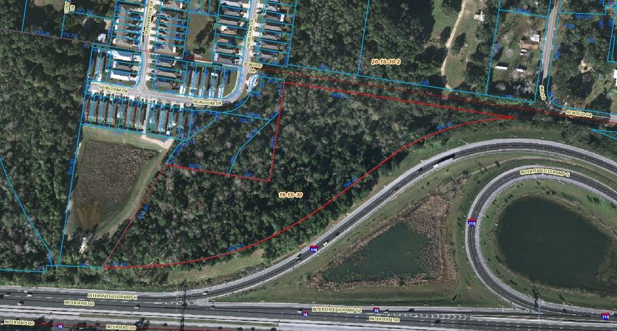 9.15 AC 1,610 FT Frontage facing I-10 Dimensions 880.67 x 1,683 x 830.67 Zoned HDMU PID 191S301301000003 Potential as SF Development Site, but has other uses under HDMU zoning- Retail, commercial and multi-family. The property is adjacent to Silverton Subdivision in North- Central Escambia County off of Olive Road. Interstate 1-10 and I-10/110 intersection border the property to the south. Accessible by Ira Drive.