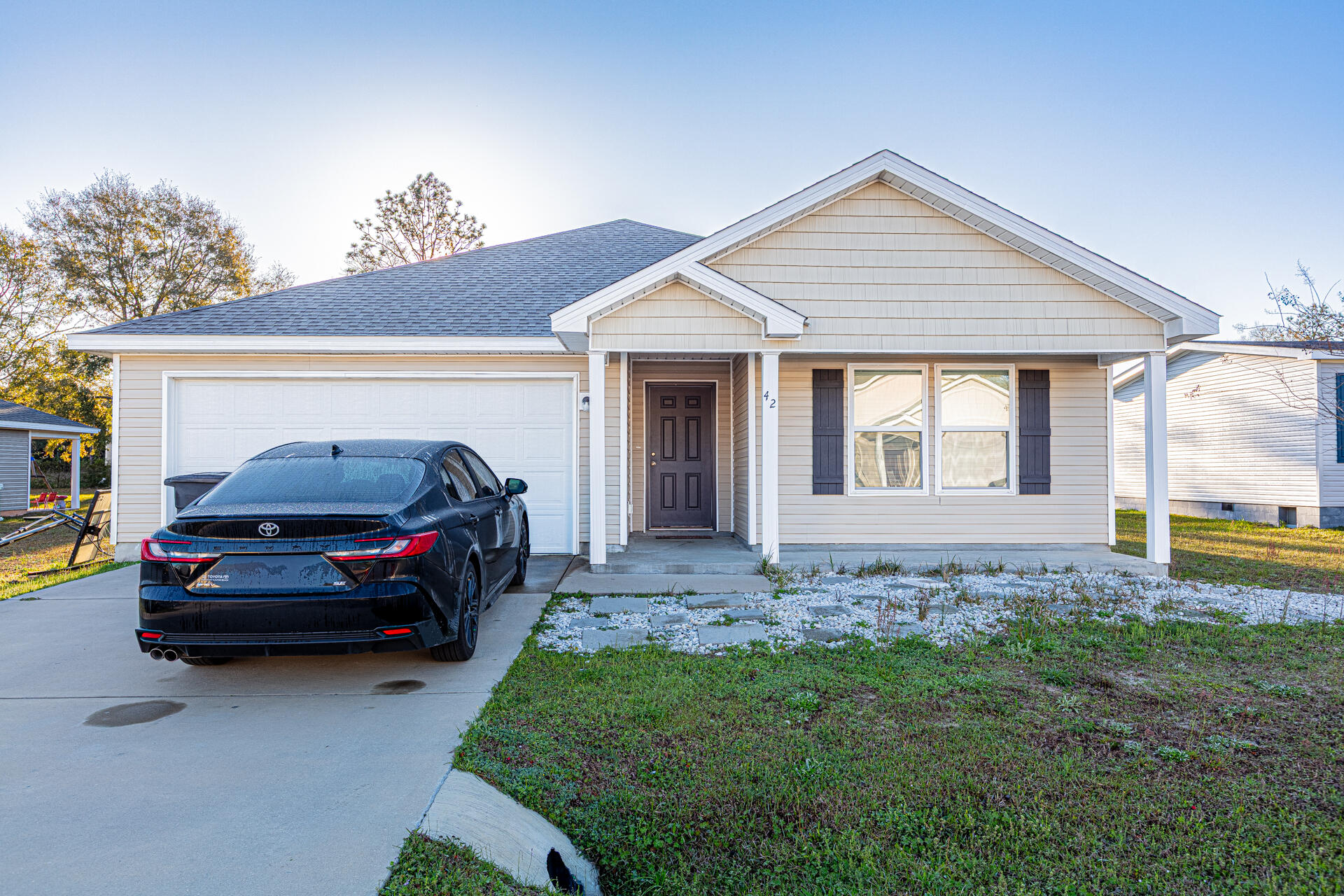 **Va assumable loan at 4,5% for military buyers only**Best deal in town! Prepare to be enchanted by this charming single-story home located in the lovely Sawmill Court Community with no HOA FEE! The inviting Radford Plan features a spacious open layout that seamlessly combines the Living, Dining, and Kitchen areas, creating the ideal backdrop for gatherings and everyday living.Step into the kitchen, where stunning cabinets and exquisite granite countertops take center stage. These are complemented by sleek stainless-steel appliances, including a stainless-steel refrigerator, a convenient range with a microwave hood, and a dishwasher--perfect for all your culinary adventures. Retreat to the luxurious primary suite, which boasts a private bath with dual vanity sinks and a generous walk-in closetyour personal sanctuary awaits.This delightful home also offers three additional bedrooms and a well-appointed full secondary bath, ensuring plenty of space for family and guests. Don't miss the opportunity to make this beautiful home yours!