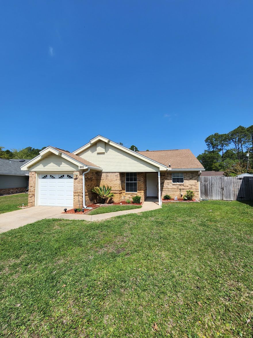 Central location just minutes away from Eglin military base, NWFL state college FWB campus, super markets and general commerce. nice and calm neighborhood Remodeled and updated in 2025 home features:3 bedrooms,2 Bathrooms (new cabinets and counters),High Ceilings,Wood Fireplace,Fenced Backyard,Firepit,Storage shed,1 car garage. Lawn Care Included with rent (biweekly),1 pet allowed with no extra fees (if two or more pets there will be a pet deposit fee).No smoking allowed inside property. Application fee is requested for background check
