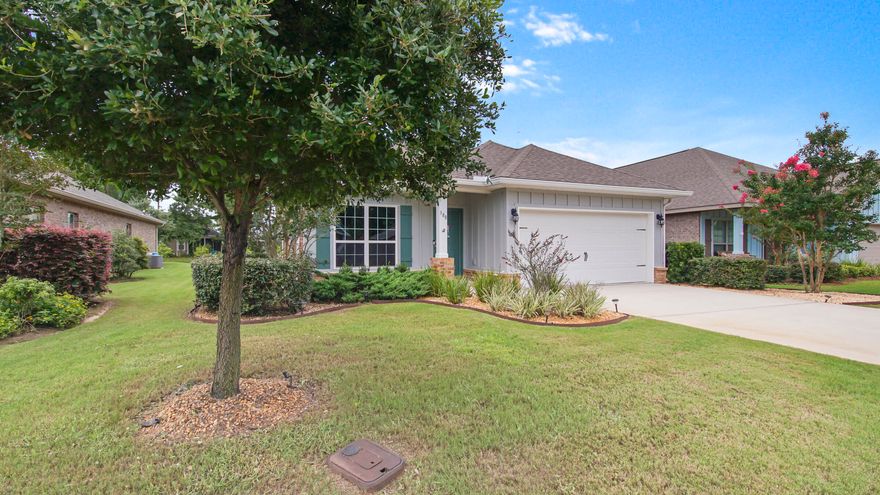 Must see! This charming waterfront home is move-in ready! Imagine a day of enjoying the Emerald Coast beaches, biking down 30A or fishing from near by boat ramps coming home sitting on your screened-in back porch watching the wildlife, waving to neighbors or enjoying all the amenities HB has to offer...so relaxing!  Other features/upgrades to enjoy: painted & pallet wood look accent walls, floating shelf for tv components, clean LVP & tile floors (carpet in bdrms), tile backsplash in kitchen, SS appliances, granite counter tops, under-mount sink, ceiling fans in most rooms, french doors in office and window blinds. Relax outside with: screened-in back porch, ceiling fan,  sun shades, 12x13 back paver patio, water fountain and a sought after water view lot. Must see!