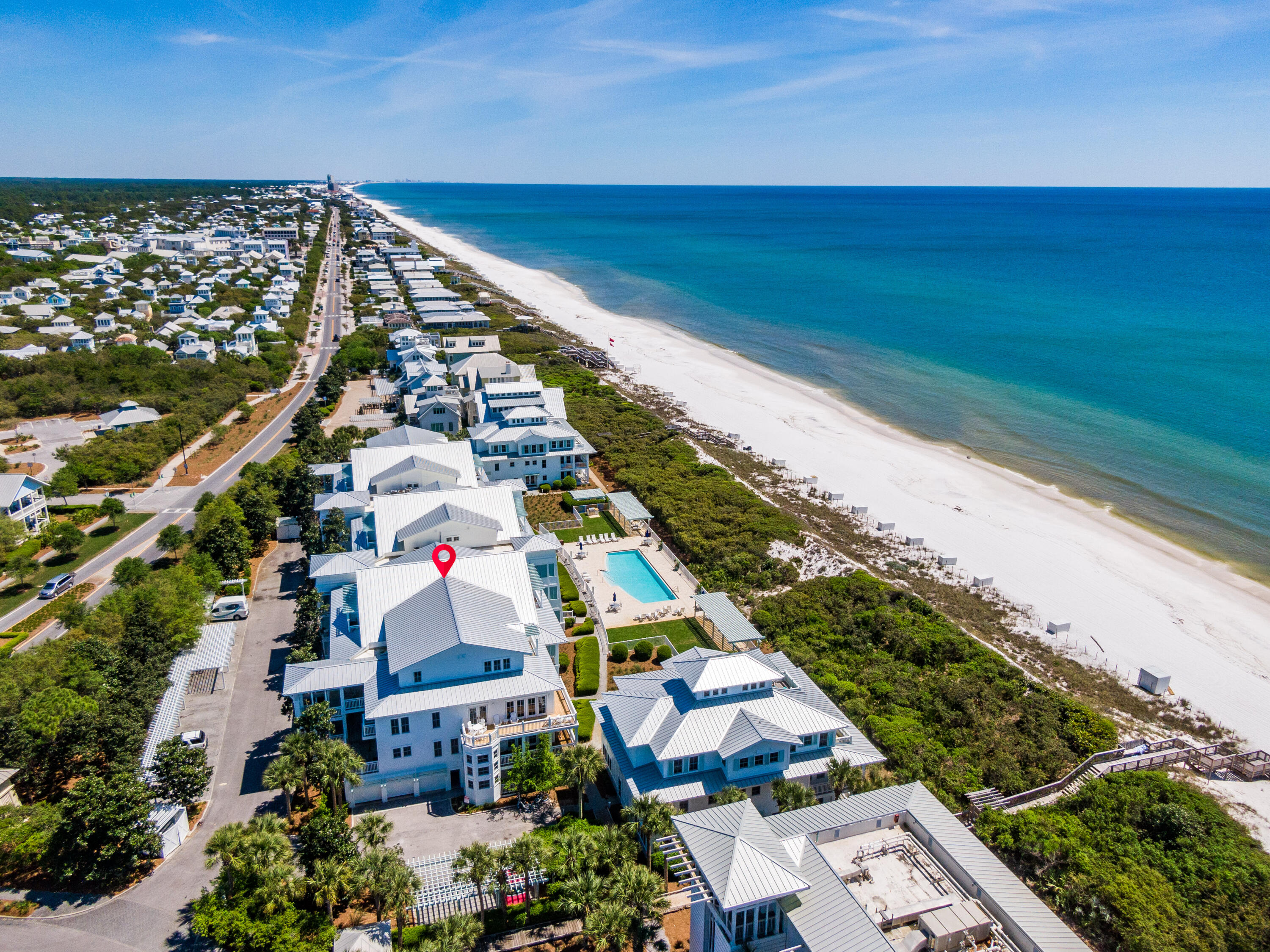 Located in the luxury beach community of WaterColor, this beautiful two story Gulf front condominium offers sweeping views of the Gulf of Mexico from almost every room. With a desirable location just 1/4 mile from Seaside, this condo features an expansive layout and plentiful outdoor space, offering room to entertain throughout. The spacious kitchen with a breakfast bar and dining area flows seamlessly into a large living area which offers views of the Gulf perfectly framed by French doors leading to the covered balcony.