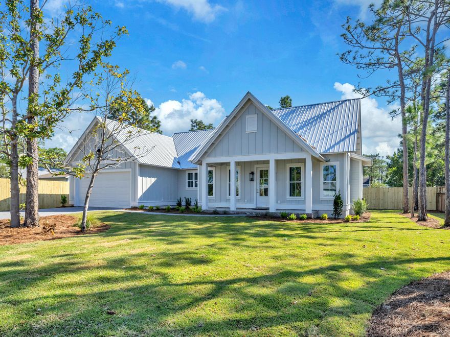 First of only 3 Coastal/Modern Homes built on a private cul de sac blocks from the Bay. Plan to pave the road once all construction is complete.Shopping and Restaurants at Grand Boulevard and the Gulf Coasts' pristine beaches are a short drive away. No HOA, Short-Term Rentals allowed. This 3-Bedroom/2.5-Bathroom Florida Coastal home has a combined Living/Kitchen/Dining Area with 10 ft Ceilings . Chef's Kitchen with LG & GE Appliances, Large Island w/ Quartz Countertops and Custom Venetian Plaster Range Hood. Large Pantry/Office w/Beverage Refrigerator beside kitchen. Master Suite has a luxurious Walk-In Shower and Closet, and Double Sink Vanity. 2 Bedroom Suites with Ensuite Bathroom w/ a tub shower combo. Two-Car Garage leads into Mudroom/Laundry/Half Bath with reclaimed brick floors