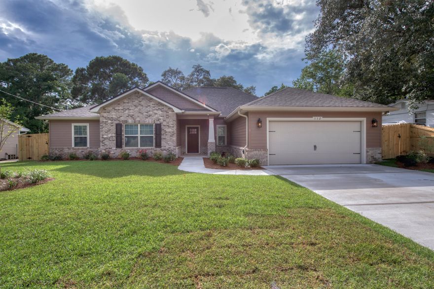 This craftsman style home is space efficient. Enjoy the open concept of the Kitchen, breakfast and Family room with stone surround fireplace. Multiple access points to the lanai from the Family room. You will love the laminate wood/tile combinations throughout the home. Spacious interior utility room. The home offers a split bedroom plan for privacy. The Master suite includes granite, a large walk-in closet, separate shower and garden tub. Decorative Column, hardy board siding and brick accent the exterior of the home. Seller will pay $3000 of buyers closing costs with the use of a preferred lender. Estimated completion date August 15th. Centrally located to shopping, schools, Beaches, and Hurlburt Field Air Force Base..
