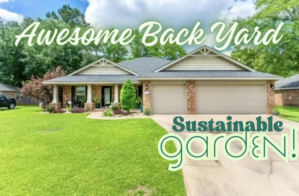 THREE CAR GARAGE! Raised bed SUSTAINABLE GARDEN! HUGE FULLY TILED WALK IN SHOWER with no glass to clean! Flexible/Bonus space! This spacious open floor plan design features 4 bedrooms and 3 full baths, a large living room, oversized breakfast/dining room, a bonus area/Florida Room, plus a separate office and formal dining room (currently used as home gym).The kitchen features granite countertops, stainless steel appliances, center island with custom oversized sink (comes with accessories the chef will appreciate), reverse osmosis water filtration system , and a Huge pantry area that doubles as a utility room/ drop zone. Split bedroom concept with a large primary suite with TWO walk in closets and a master bath with double vanity, soaker tub and tiled wall in shower with dual shower heads The added insulation, 2x6 exterior framing, and natural gas heating and water heater make this home energy efficient and helps save on utility costs. This home is conveniently located and benefits from LOWER COUNTY TAXES! If you are looking for a property that is packed with features and has room for a pool THIS IS IT! Call to schedule your showing today.