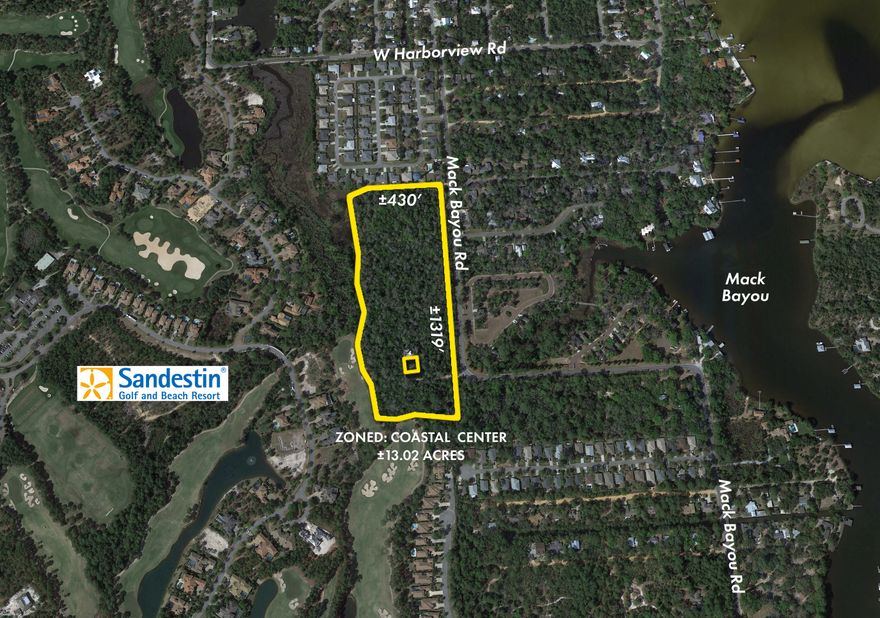 Extremely rare 13-acre development opportunity in Santa Rosa Beach, Florida of South Walton County, adjacent to the golf course in Burnt Pine of Sandestin Golf & Beach Resort!  This magnificent property is zoned Coastal Center and involves the following two parcel identifications of Walton County, Florida public record: 24-2S-21-42000-045-0010 and 24-2S-21-42000-045-0011.  Please inquire for further details.