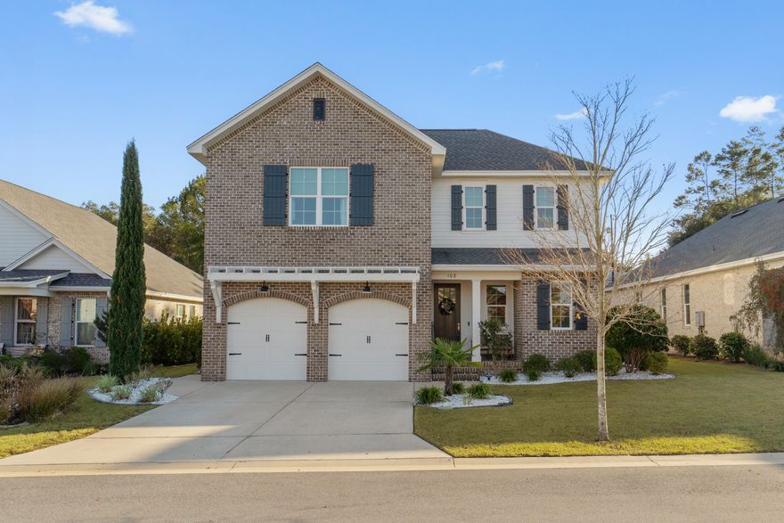 Built in 2021 and enhanced with quality upgrades throughout, this home blends modern comfort with a refined feel in a lovely, well-kept community. The interior opens to a bright, airy layout with tall 8-foot doorways, luxury vinyl plank and tile flooring, and a beautifully styled kitchen at the center of the main living space. The kitchen features an extended island with added cabinetry, quartz counters, soft close hinges and drawers, upgraded black hardware, a gas stove, and stainless Bosch appliances. The living area is open and inviting, filled with natural light and designed for effortless everyday living. The home is also wired for surround sound, creating an elevated experience for movie nights and entertaining. A screened porch leads out to a fully fenced backyard, offering a comfortable place to unwind outdoors.

Two of the bedrooms offer ensuite privacy, one on each level, along with a custom primary closet and framed mirrors in every bath. Additional highlights include a tankless gas water heater, updated pendant and dining lighting, enhanced stair railings, full landscaping with irrigation, two AC units for efficient climate control, impact rated windows, solar panels that help reduce monthly utility costs, and an oversized two car garage with excellent storage capacity.

Set on a generous lot with clean curb appeal, gutters, and a welcoming front porch, this home is move-in ready and thoughtfully finished throughout. The area offers nearby schools, local amenities, Northwest Florida State College, and a straightforward commute to military bases.

An assumable VA loan at a low 2.75% interest rate is available to qualified VA buyers. Call listing agent for the video tour!