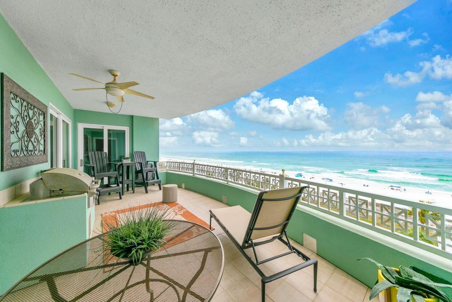 Seller offers a $25,000 decorating/painting allowance with an acceptable offer and welcomes you to the backdrop for your most cherished memories at 7505 Thomas Drive, Panama City Beach, FL. Nestled on the 5th floor of the esteemed En Soleil Condominium, this exquisite 2-bedroom, 2-bathroom haven offers a generous 1,695 square feet of sophisticated living space. Both bedrooms are gulf-front, with sweeping, panoramic views of the sparkling emerald waters and the powdery white sands of the Gulf of America--creating a mesmerizing, ever-changing vista. Step onto the expansive balcony, complete with a grill, where you can savor intimate sunsets, indulge in alfresco dining, or simply relax and let the tranquil waves lull you into serenity.  With a deeded parking spot for your convenience, indulge in resort-style amenities like the 6,500-square-foot lagoon stylepool and a state-of-the-art fitness center. Whether you seek a tranquil coastal escape or a prime investment, this condo is a rare jewel offering unparalleled beauty and luxury. Don't miss the opportunity to call this paradise your own. Schedule your private showing today and immerse yourself in the coastal lifestyle you've always dreamed of.