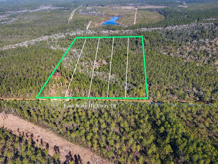 Discover the opportunity to own 10.2 acres of versatile land along Highway 20 in Freeport. Zoned General Agriculture, this parcel supports a wide range of potential uses--from farming and equestrian activities to residential development or a private homestead. With approximately 263 feet of Highway 20 frontage, each 10.2-acre parcel offers excellent accessibility, visibility, and long-term flexibility. Enjoy the perfect balance of open space and convenience--just minutes from Freeport's fast-growing amenities and an easy drive to the white-sand beaches of South Walton. Whether you're building, investing, or creating your own retreat, these parcels offer the setting and scale to bring your plans to life. This property is part of a larger 51-acre tract featuring 1,316 total feet of Highway 20 frontage, which can also be purchased as a whole. Refer to MLS #: 980326.
Additionally, buyers may choose from two 25.5-acre parcels for more acreage options. (MLS#:990799 & MLS#:990800)
Prime location. Endless possibilities. A rare chance to build your vision along Hwy 20.