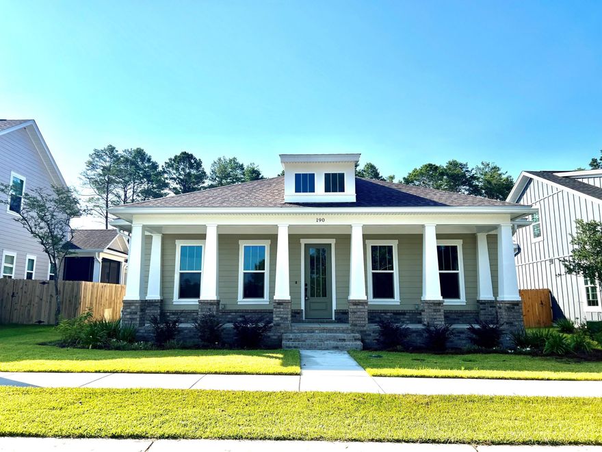 New, Charming Florida Cottage Home under construction in Niceville, FL largest new community, Deer Moss Creek. 1 story, 4 BR/2.5 BTH home w/ a large southern style front porch that spans the entire width of the front.  Open concept floor plan in the kitchen, dining room and living room to gather w/ friends and family. Rear entry garage off a private, auxiliary road, and a nice porch and fenced in back yard. the 4th bedroom could also be an office . 10ft ceilings, beautiful, engineered hardwoods and shaker style cabinets w/ soft close drawers. Gas range and tankless, gas water heater. Estimate completion in June Pool, Clubhouse, 1/2 basket ball court and children's park, under construction.  Natural walk.