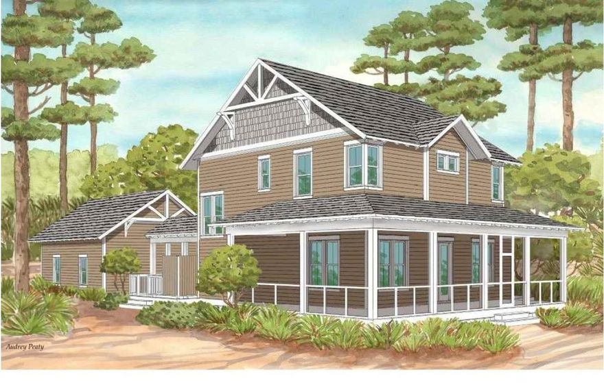 Presale - Bluestem cottage plan with carriage- offers 3154 square feet, 5 bedrooms, 5.5 bath, bunks, a two car garage. The open floor plan design provides great living space and plus has a first floor master bedroom. Upstairs offers 3 additional bedrooms each with private bathrooms plus a bunk room and loft. Large lanai with grilling station adds wonderful outdoor living space. First floor master suite offers split vanities and marble shower, Features include: hardwood floors throughout, cottage V-Groove trim/crown molding throughout common areas, fireplace in living room, coffered ceiling in master bedroom, granite countertops, custom cabinetry with easy glide drawers, tankless gas water heater, pre-wired for security and Wolf/Sub Zero appliances with separate ice maker.