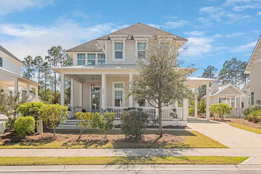 Stunning Custom Home in Watersound Origins - 194 Sawbuck Dr.Built in 2021 and meticulously maintained by its original owners, this 4-bedroom, 4.5-bathroom custom home by Cole Homes, with interior design by Libby Baker of Baker Designs, offers timeless elegance and modern luxury in the sought-after Watersound Origins community. Step inside to: 12-foot ceilings on the first floor, vaulted ceilings and 10-foot ceilings on the second floor, Vanilla Milkshake colored shiplap walls, white pine wood flooring, double crown molding, 6 inch base molding, transom windows, custom blinds, upgraded fans with remotes, custom designer lighting, custom designer hardware throughout and two nest thermostats. Not a detail was overlooked.  The chef's kitchen features an oversized extended island with a granite waterfall edge with custom lighting and handmade Moroccan tile backsplash. The kitchen boasts top of the line high end appliances including a Dacor 6-burner dual fuel range, Wolf hood, Sub-Zero fridge, and Bosch convection and microwave oven.  Ample custom cabinetry in the kitchen including all lower soft close drawers (in lieu of cabinets) is a practical upgrade. A barn door leads to the laundry/utility/pantry room, complete with a wine fridge and sink. The first-floor master suite is spacious and offers room for a seating area and boasts a mirrored barn door to the master VA/ADA compliant yet beautiful and spa like master bathroom with custom tile, a zero entry shower with both a rain and a hand held shower head. Do not overlook the toto neorest toilet.  The Neorest series represents the pinnacle of totos technology and is a  fully integrated smart toilet with built in bidet functions, automatic flushing, self-cleaning technology and an adjustable heated toilet seat. The master walk-in closet is custom with three tier built-ins, with the top shelf offering pull-downs to utilize the ceiling height. The entry way of the home is welcoming and offers a unique hidden under-stair playroom/storage space and opens to the spacious staircase with custom runner carpet and a beautiful custom chandelier.  Upstairs the bonus living space is light and bright and has a cathedral ceiling and leads to three additional bedrooms each featuring ensuite baths with custom tile and hardware and built-in shelving in the closets. The property is .367 acres and offers a long driveway providing ample parking and a port cochere along the side entry of the home (that leads to the kitchen) and a 2-car garage with epoxy flooring, 12-ft ceilings, and 6 electrical outlets. There is an adjoining outdoor shower and potting shed. The beautifully landscaped property has a 5-zone irrigation system utilizing reclaimed water and features mature trees, hydrangeas, azaleas, rose trellises, and French drains and a fountain - plus there is ample room for a pool! The wrap around screened back porch is 520 SF and is accessible via a VA/ADA compliant ramp which is tastefully and seamlessly part of the home and could easily be removed if needed. The massive screened porch offers a gas line for your grill, an alfresco dining area, an additional seating area and a lovely porch swing!  The home also offers a large welcoming front porch. This property also has solar panels which provides the homeowners with nearly all of the electric that the property needs resulting in a minimal monthly electric bill. Although the current property owners do not have surround sound the property is wired for it and it could easily be added. The lot is large and extends approximately 65 additional feet from the back of the garage for the entire width of the property, adding value and an open canvas of possibilities for uses. The property is in the coveted Watersound Origins neighborhood. This premier community offers resort-style amenities, including a residents-only pool, fitness center, miles of walking & biking trails, a golf course, tennis & pickleball courts, basketball courts, a community garden space and access to Lake Powell for paddleboarding & kayaking. The Origins Golf Course, designed by Davis Love III, provides an exceptional golfing experience. Plus, enjoy convenient access to 30A's white-sand beaches, upscale dining, shopping, entertainment, Publix and schools. This property has it all and is a like-new home and a rare find in an unbeatable location. Schedule your private showing today!
