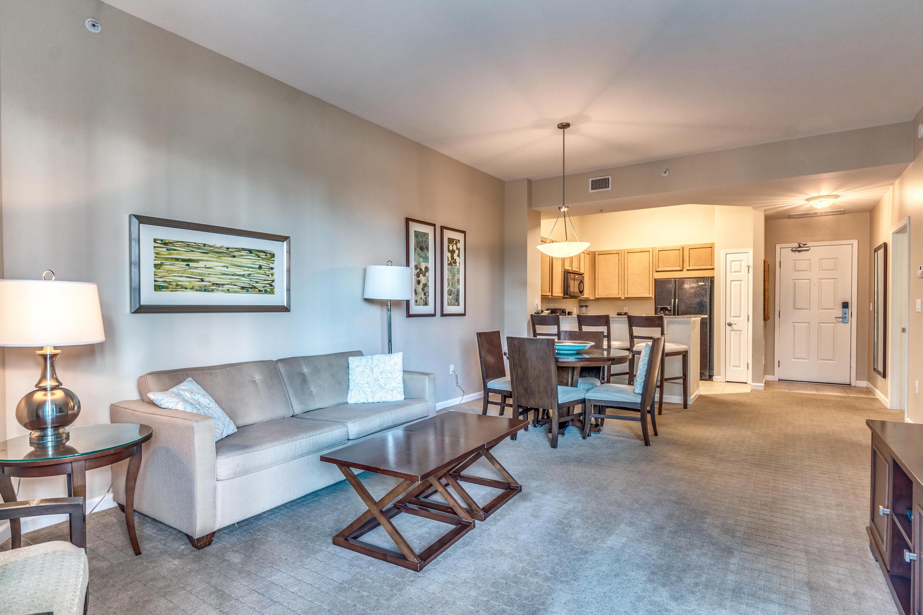 The Palms of Destin is a luxury condo complex in the heart of Destin. This is a 1st floor unit located in the East building. Amenities include onsite restaurant, lagoon pool with waterfalls, hot tub, heated pool, children's pool with splash fountains, playground, tennis, basketball courts, fitness center, & conference center. Shuttle service offered to Henderson State Park. The HOA dues include all utilities and owners pets are welcome.