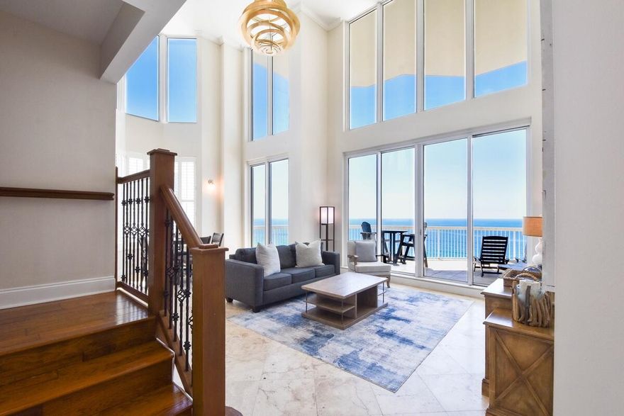 Best Penthouse on the Market! Located on the 19th and 20th floor of Silver Beach Towers West, on the east side, a premium Gulf Front View 110' feet from the water. Silver Beach East and West front the gulf with over 600' feet! Amenities include swimming pools (heated in winter), hot tub, private dune boardwalk to the beach and well lit tennis courts. Two story great room, dining room and first and second master bedrooms are all gulf front. This home features travertine, granite countertops, and stainless steel appliances.Penthouse 1 also includes a 2 car garage within the garage. ...