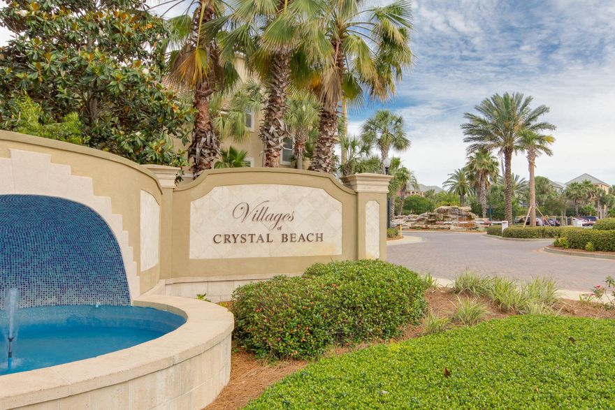 Come and see this beautiful beach home with a rental projection of over $49k before it's too late! Centrally located in the Crystal Beach area of Destin, this gated beach retreat has a huge zero entry pool w/ waterfalls, shaded gathering areas, and even a seasonal HOA beach shuttle service that stops near the front of the home. With Bass Pro Shops, Whole Foods, Publix, and The Destin Commons all within a stone's throw, The Villages of Crystal Beach is in one of the most desirable and convenient locations in all of Destin. You'll have plenty of room for family and friends in this 4 bed (+ bunk area) and 3-1/2 bath home that has been recently painted and redecorated. The home is directly across from the community pool and just a short walk or golf cart ride to the beach access.