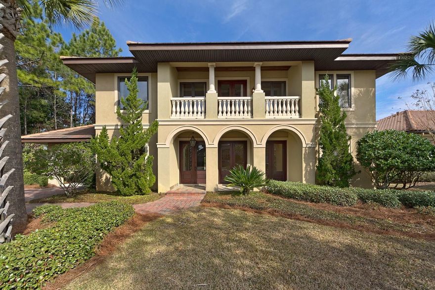 This is the perfect executive home for year-round residents or a vacation palace in Sandestin Golf and Beach Resorts exclusive Burnt Pine neighborhood. Just a few of the exquisite features include: Stainless Decor Appliances, Polished Travertine Floors, 30ft Ceilings, Pool, 2 Car Garage, and Covered Porte-cochere. The spacious first floor Master Br has large walk-in his & hers closets and luxurious en suite bath with large tub and walk-in shower. There are 2 separate dining spaces and 3 separate living spaces, including a loft overlooking the great room from the 2nd floor. Off of the loft area there are 4 Brs and a 1 full bath. 2 of the guest Brs share a beautiful Jack & Jill bath. The lushly landscaped yard offers excellent privacy for beautiful sunny Florida days outside by the po