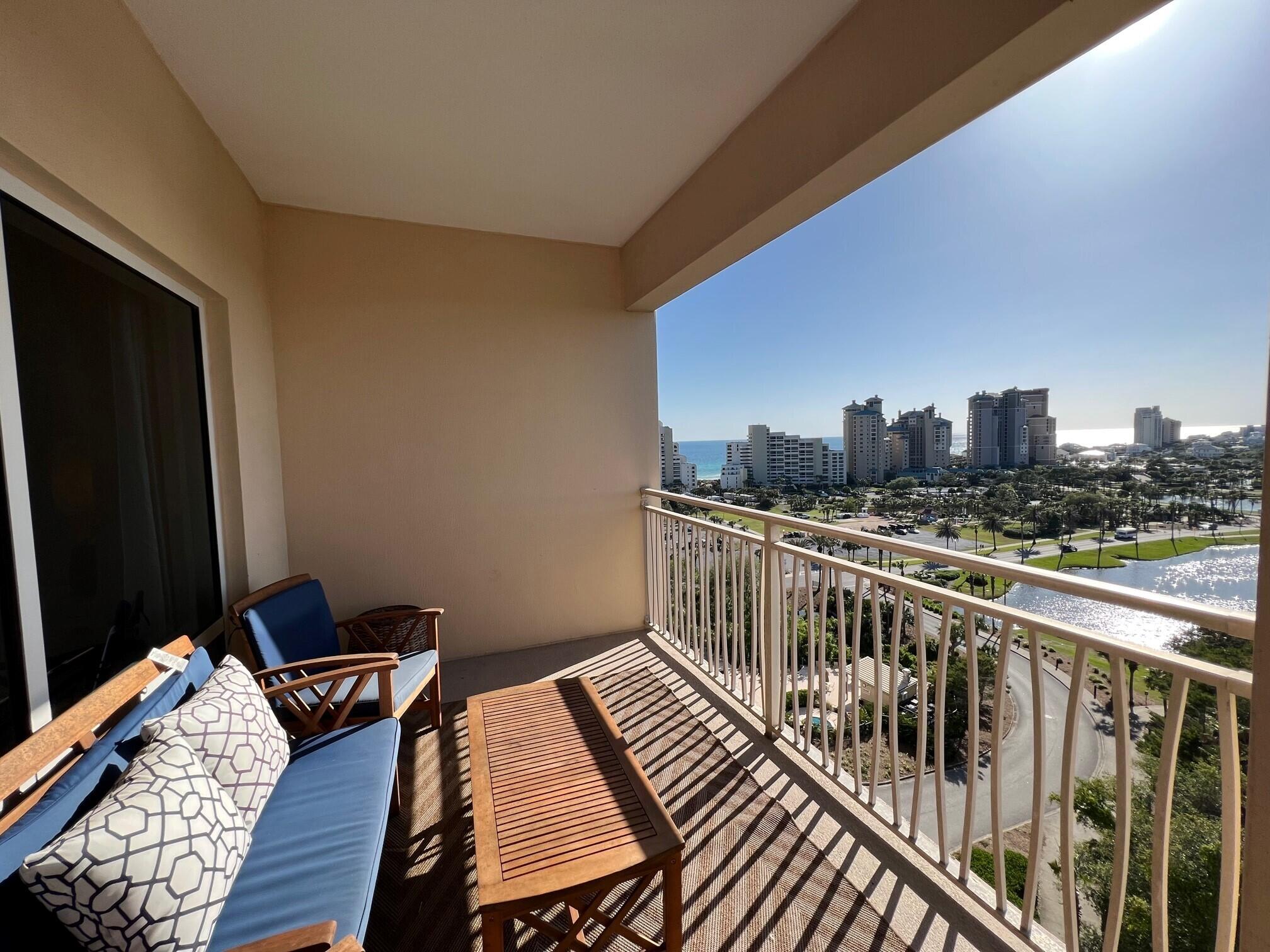 FULLY FURNISHED WITH ALL UTILITIES INCLUDED! This beautifully updated 1BR/1BA condo is available for a 6-month lease beginning September 15. Step outside on the balcony to enjoy the panoramic views of the Gulf of Mexico, Luau pool, and the Choctawhatchee Bay! The moment you walk in you will notice the abundance of natural light that fills the condo making it bright & airy. The kitchen features gorgeous countertops, Shaker cabinets, tile backsplash, recessed lighting, and stainless steel appliances. Wood-look luxury vinyl flooring extends throughout the condo, ideal for sandy beach living & easy maintenance. The bedroom features a king bed and direct access to the bathroom which can also be accessed from the common area. The living room offers a sleeper sofa, perfect for overnight guests.
